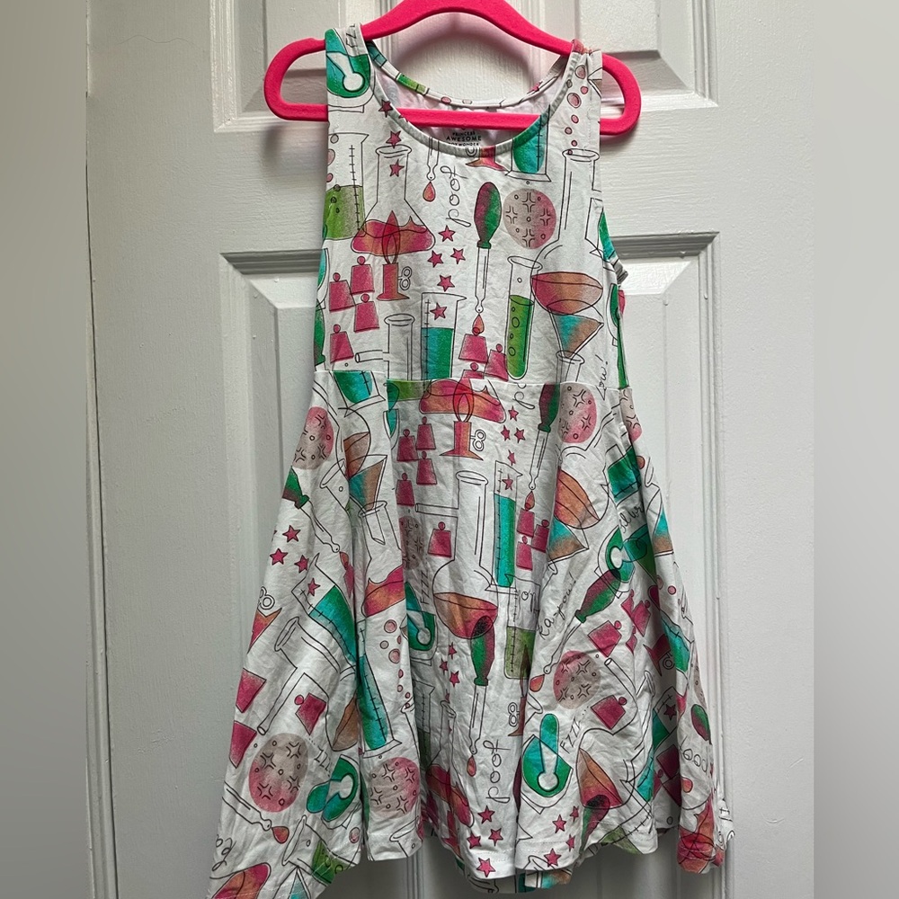 Princess Awesome Multi-Colored Chemistry-Themed Sleeveless Dress